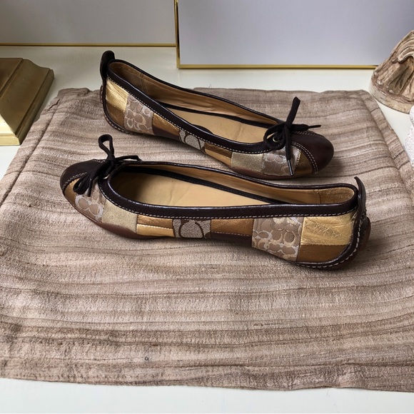 Coach Jenilee Mosaic Metallic Ballet Driving Flat Leather Patchwork Shoes 8.5 M - Picture 7 of 7